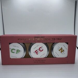 Trader Joes Candle Tin Trio. Cranberry Pine, Fresh Currant and Nutmeg. 3 3oz.New